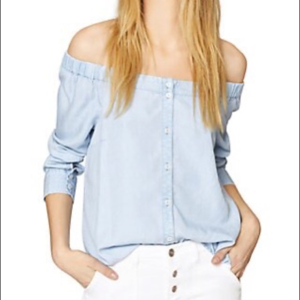 Sanctuary Off The Shoulder Denim Shirt